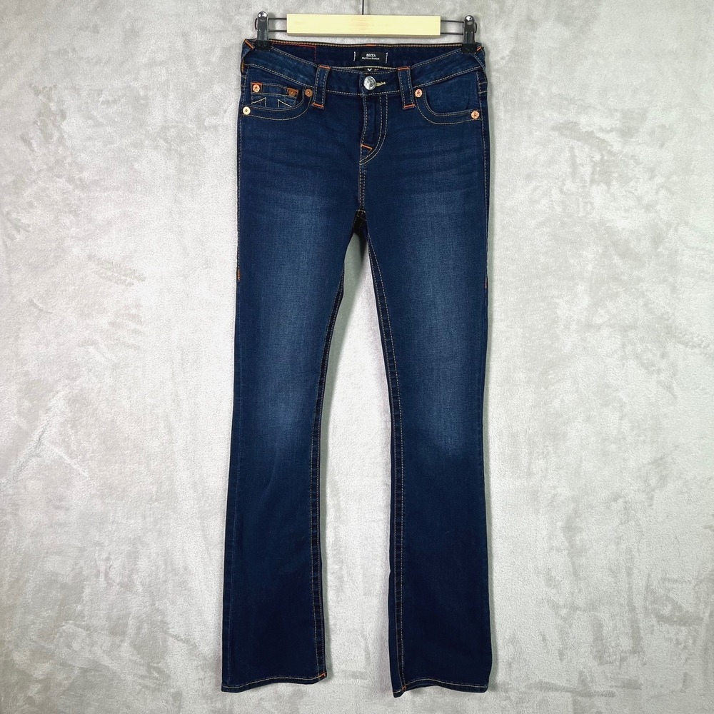 True Religion Becca Mid Rise‎ Bootcut Jeans Womens 28 Dark Wash Denim Y2K Style